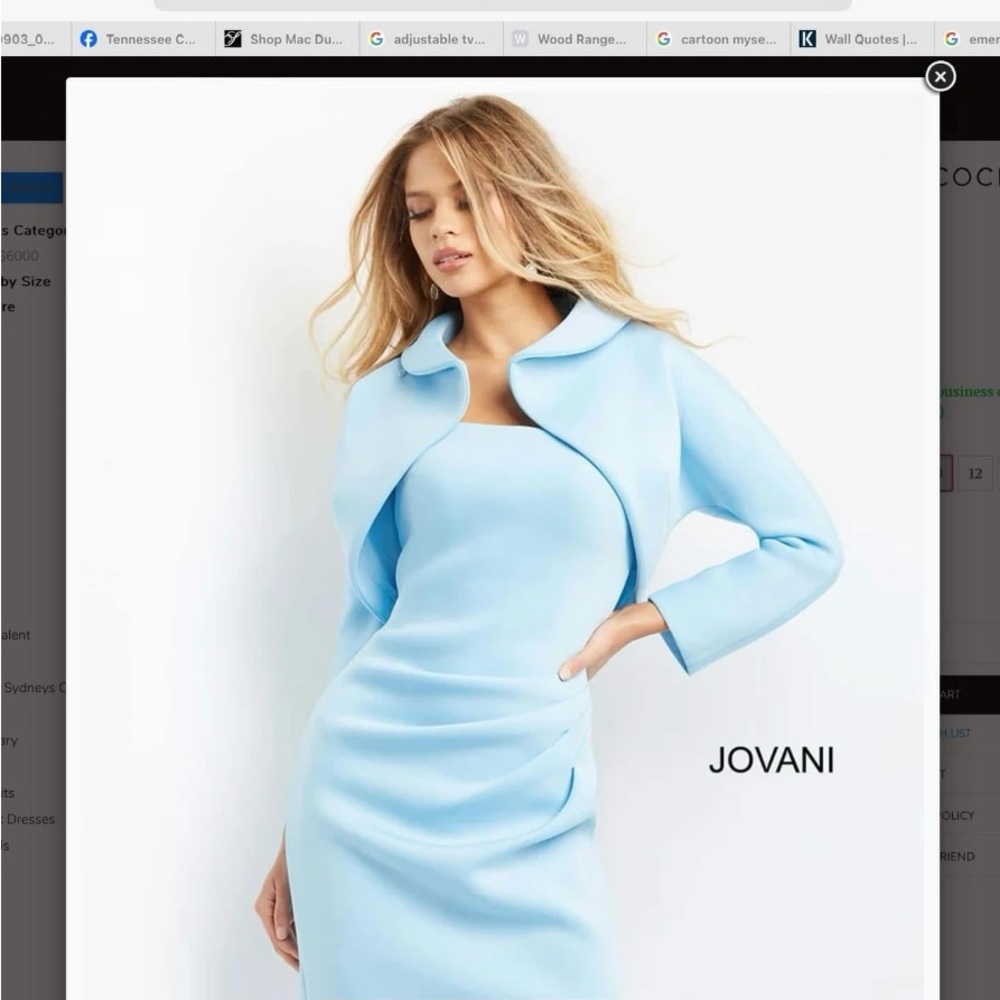 Jovani Blue Long Sleeve Interview Dress